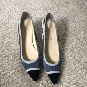 Ivanka Trump Grey Suede Heels w Black Toe Detail